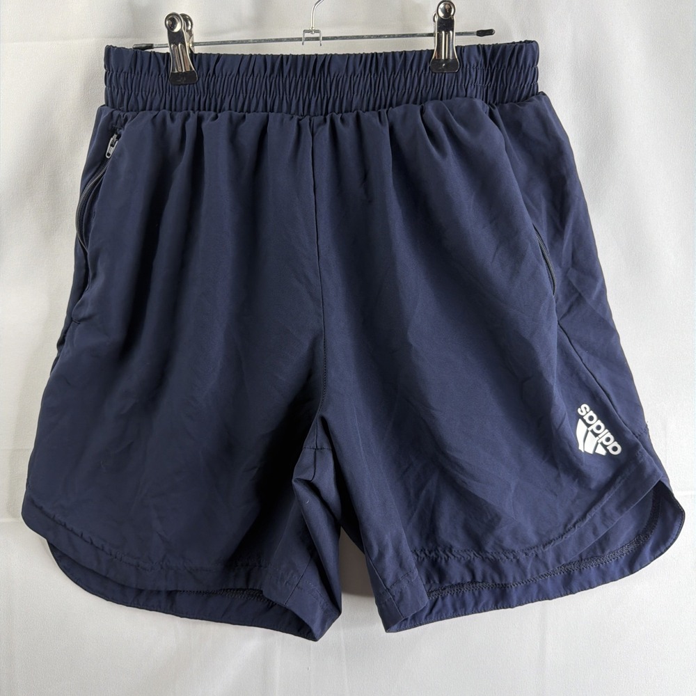 Adidas Aeroready 7" Inseam Women's Navy Volleyball Shorts Zippered Pockets Sz L